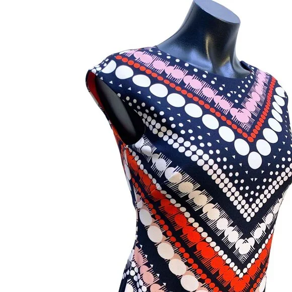 Vince Camuto Sleeveless Chevron Print Dress 2 - Picture 2 of 6